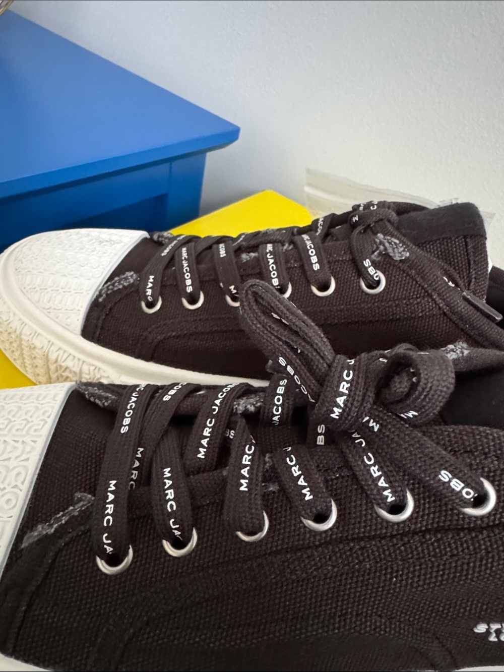 Marc Jacobs The Sneaker Black Canvas Platform Sneakers w/ White Sole - Picture 9 of 11